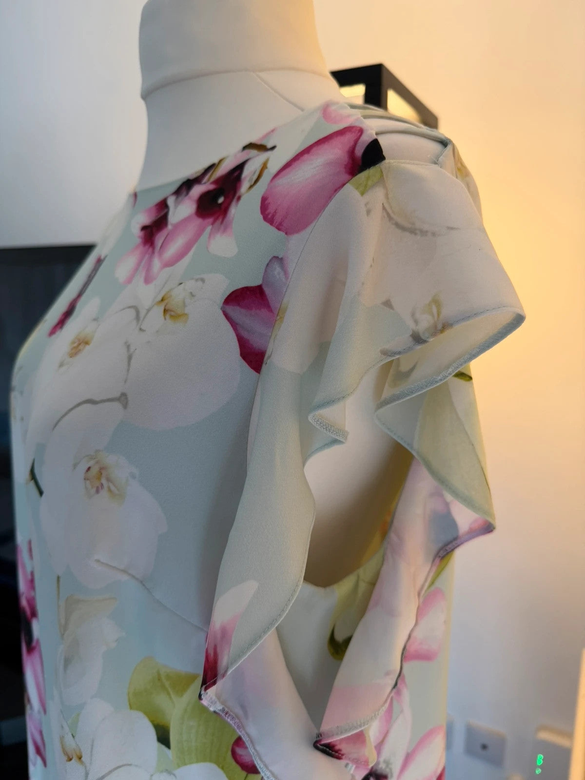 Wallis multi floral tunic dress in mint green, lightweight linen fabric, elegant summer style.