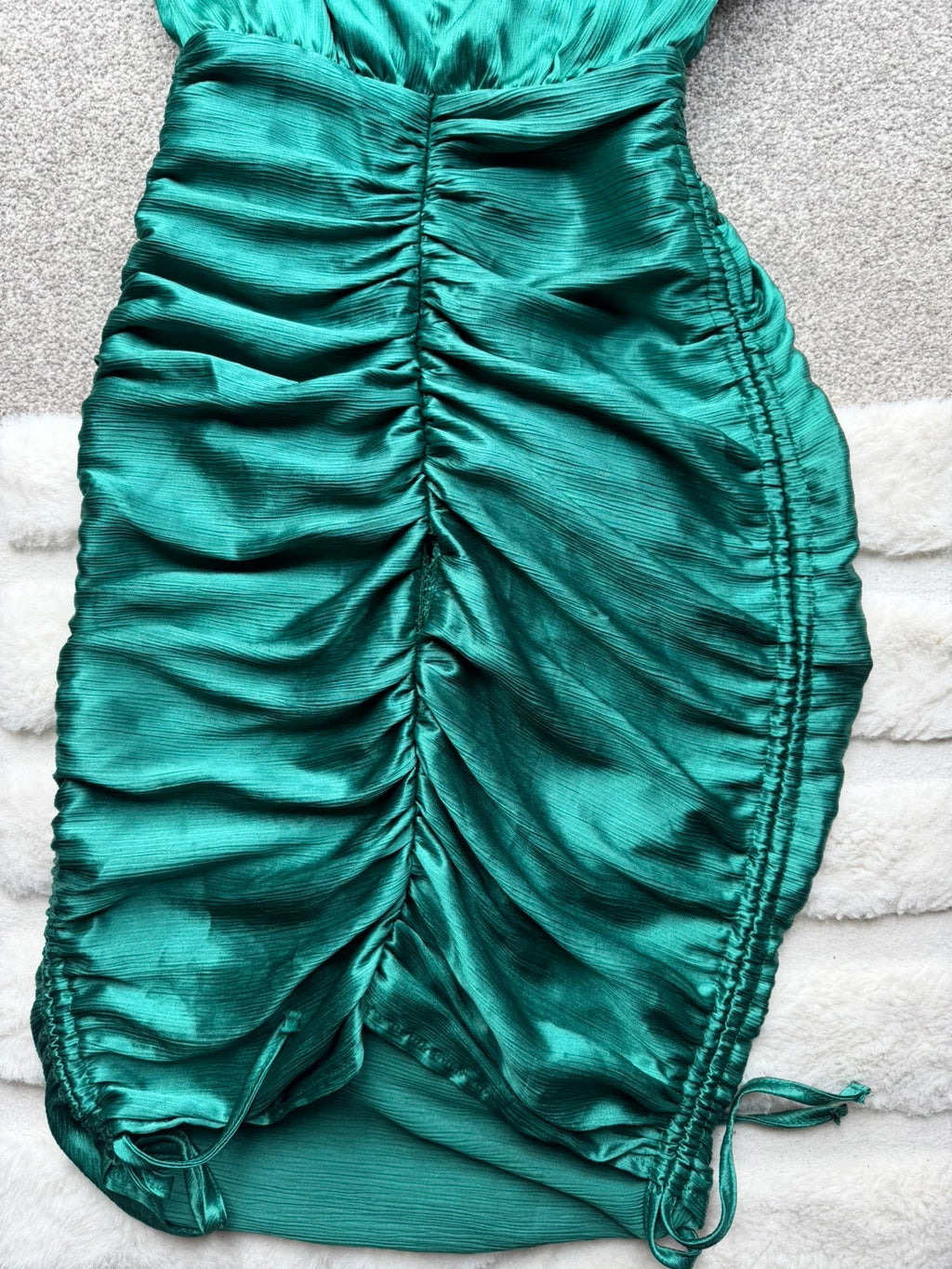 Club L London green ruffle maxi dress one shoulder satin evening glamour