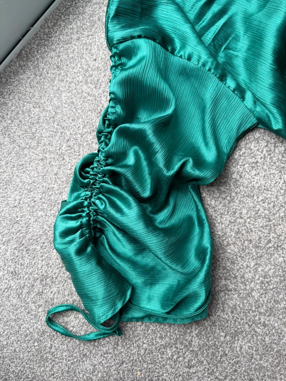 Club L London green ruffle maxi dress one shoulder satin evening glamour