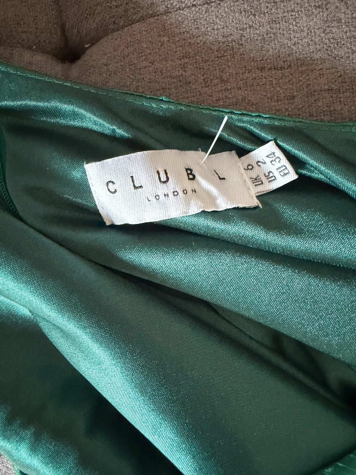 Club L London green ruffle maxi dress one shoulder satin evening glamour
