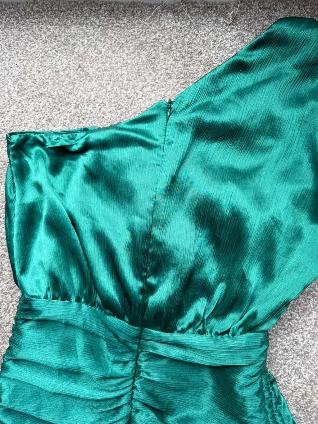 Club L London green ruffle maxi dress one shoulder satin evening glamour