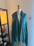 Pashmina multi-coloured pashmina scarf with paisley pattern and boho tassels.