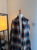 Accessorize multi coloured tartan scarf navy burgundy checked oversized material