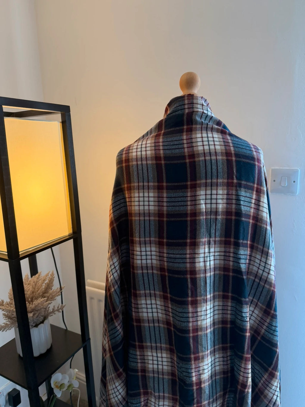 Accessorize multi coloured tartan scarf navy burgundy checked oversized material
