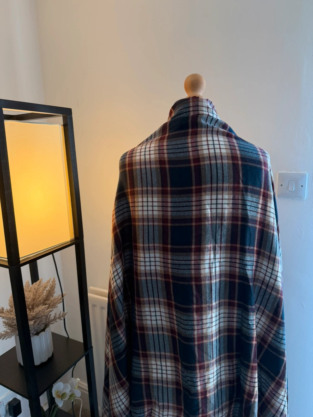 Accessorize multi coloured tartan scarf navy burgundy checked oversized material