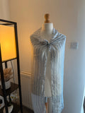 Whites blue and white polka dot lightweight summer scarf with soft fabric.