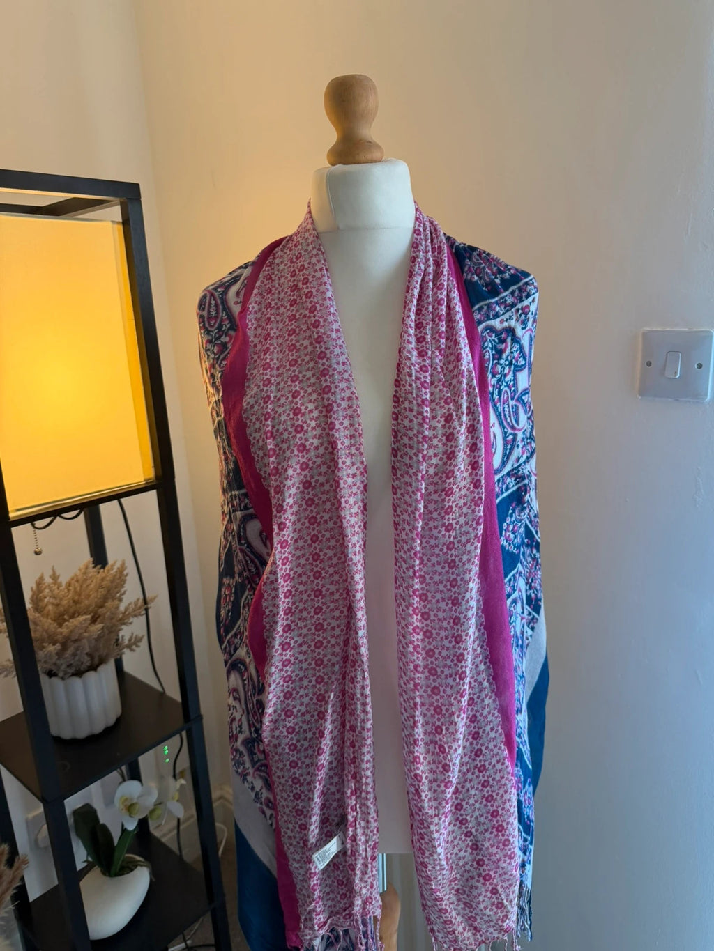Laura Ashley multi paisley floral tassel pashmina scarf boho wrap