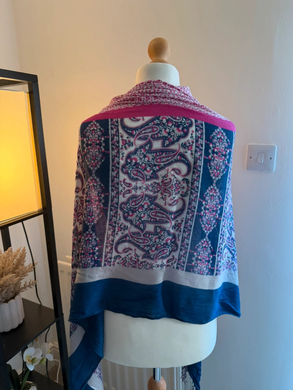 Laura Ashley multi paisley floral tassel pashmina scarf boho wrap