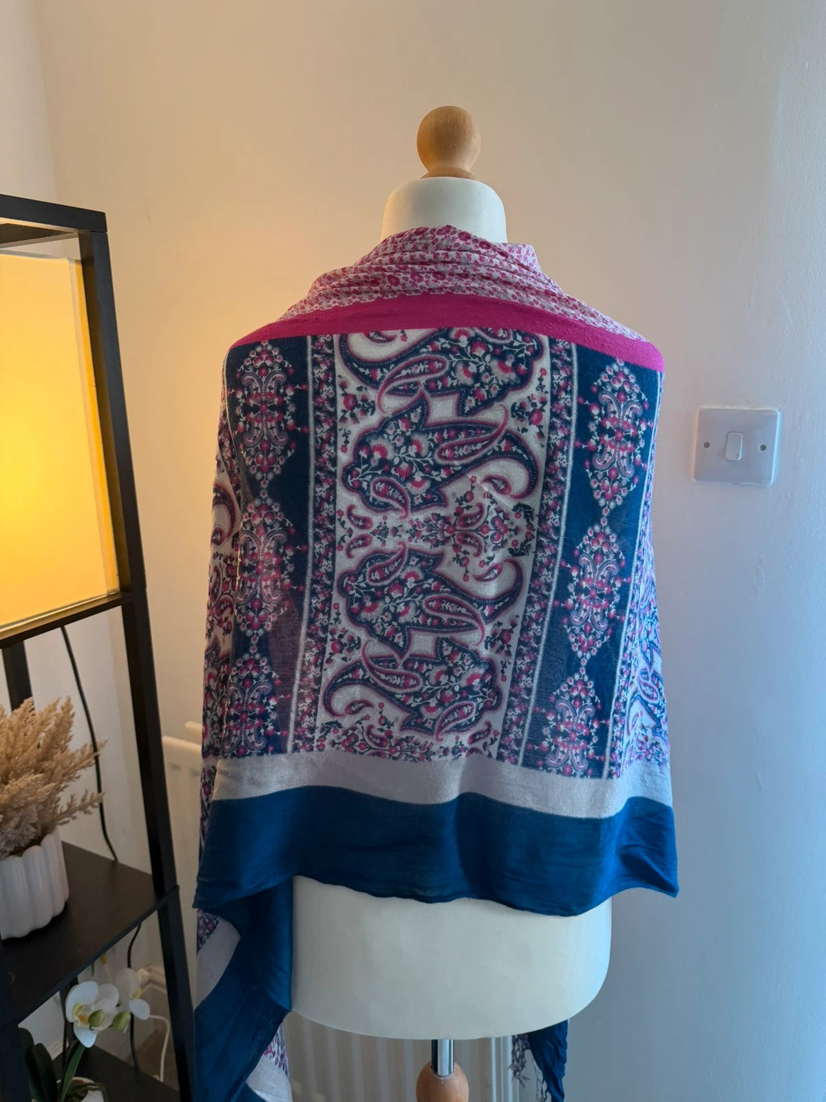 Laura Ashley multi paisley floral tassel pashmina scarf boho wrap