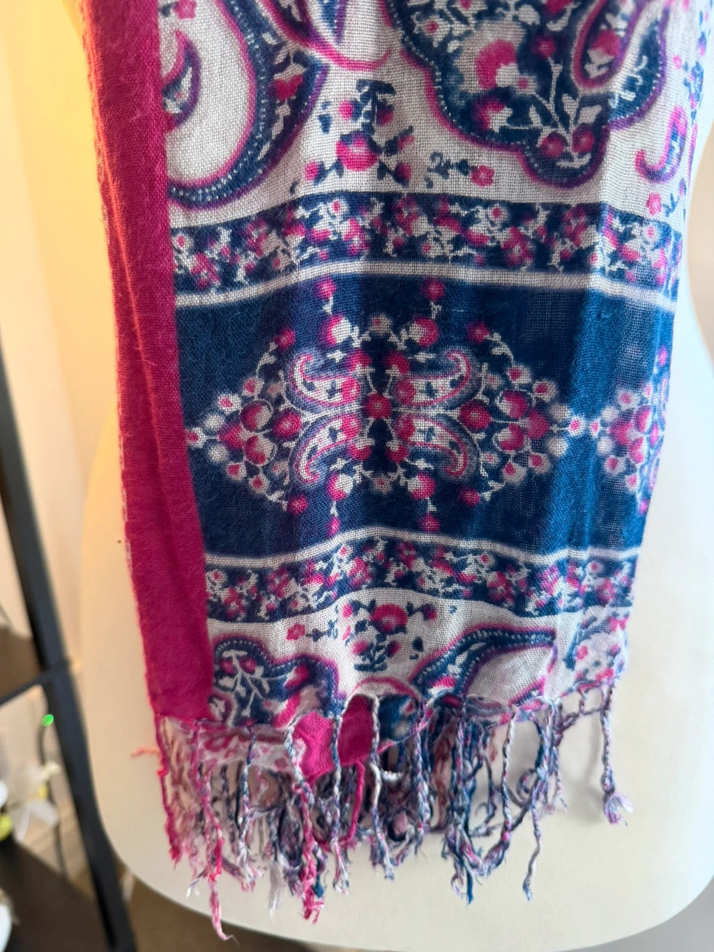 Laura Ashley multi paisley floral tassel pashmina scarf boho wrap