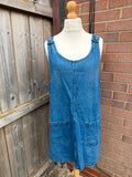 Pep&Co blue denim dungaree playsuit front pocket details distressed look