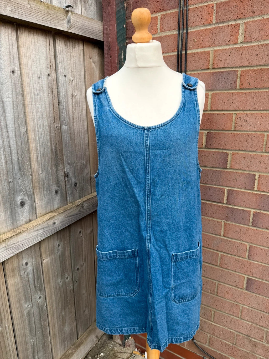 Pep&Co blue denim dungaree playsuit front pocket details distressed look