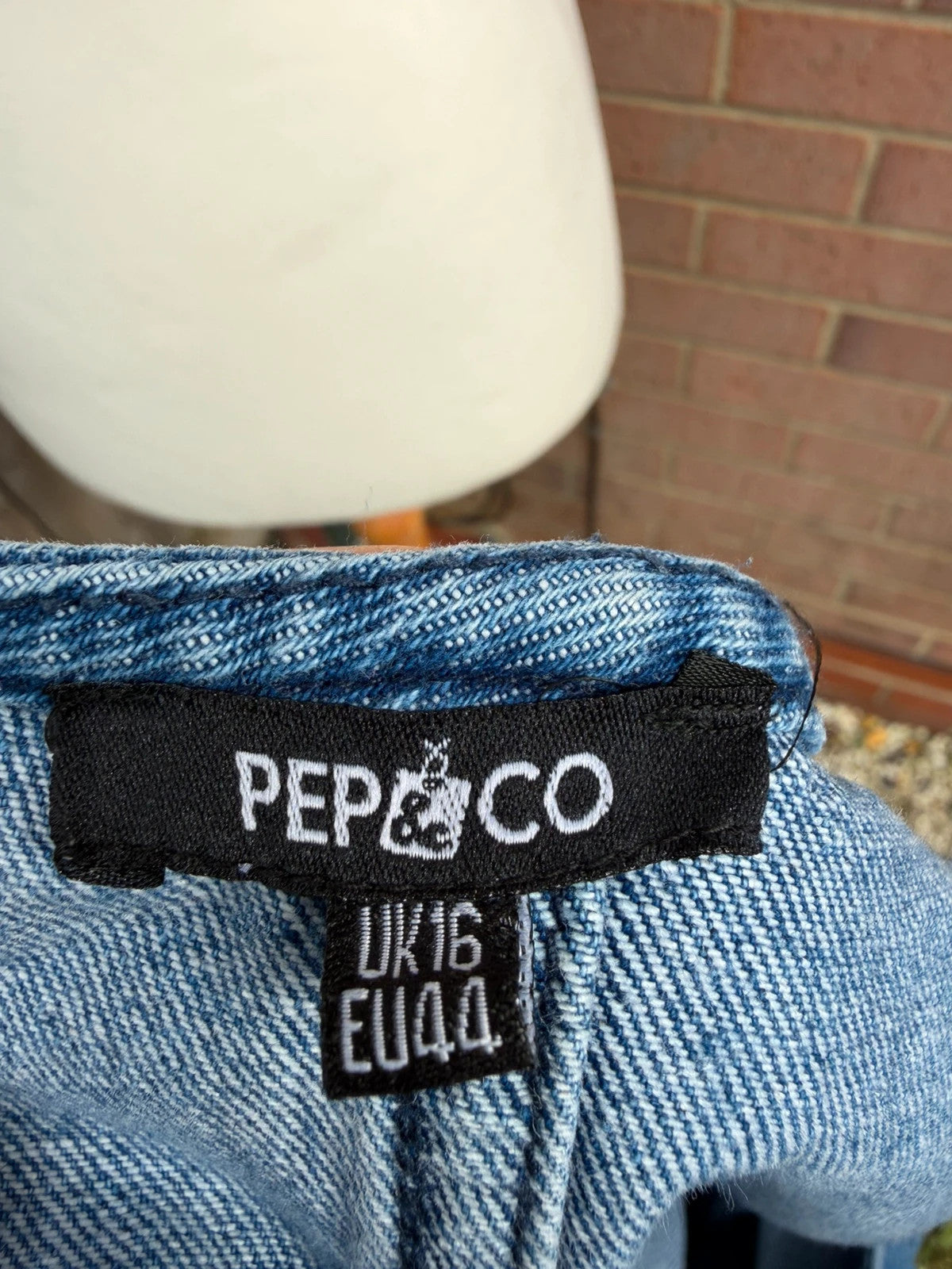 Pep&Co blue denim dungaree playsuit front pocket details distressed look