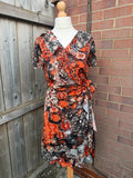 Ashley Stewart multi-colour abstract print linen maxi dress with belt