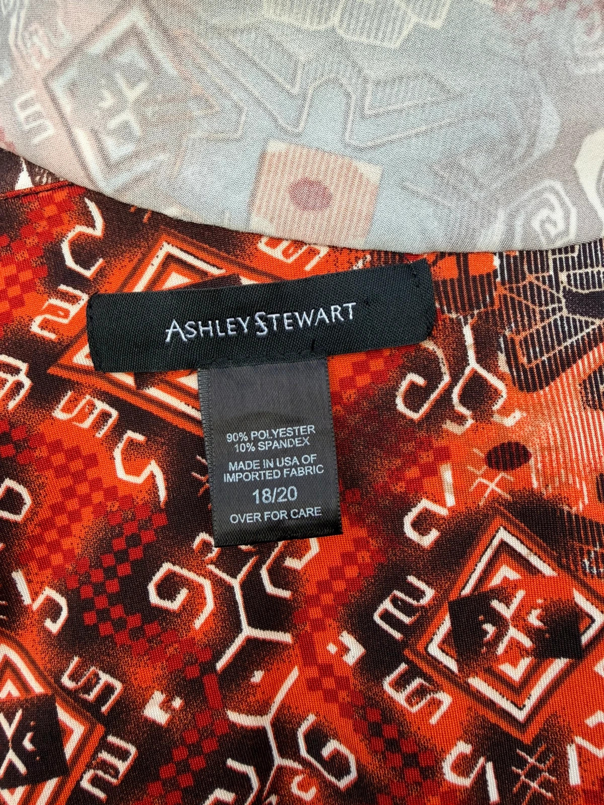 Ashley Stewart multi-colour abstract print linen maxi dress with belt