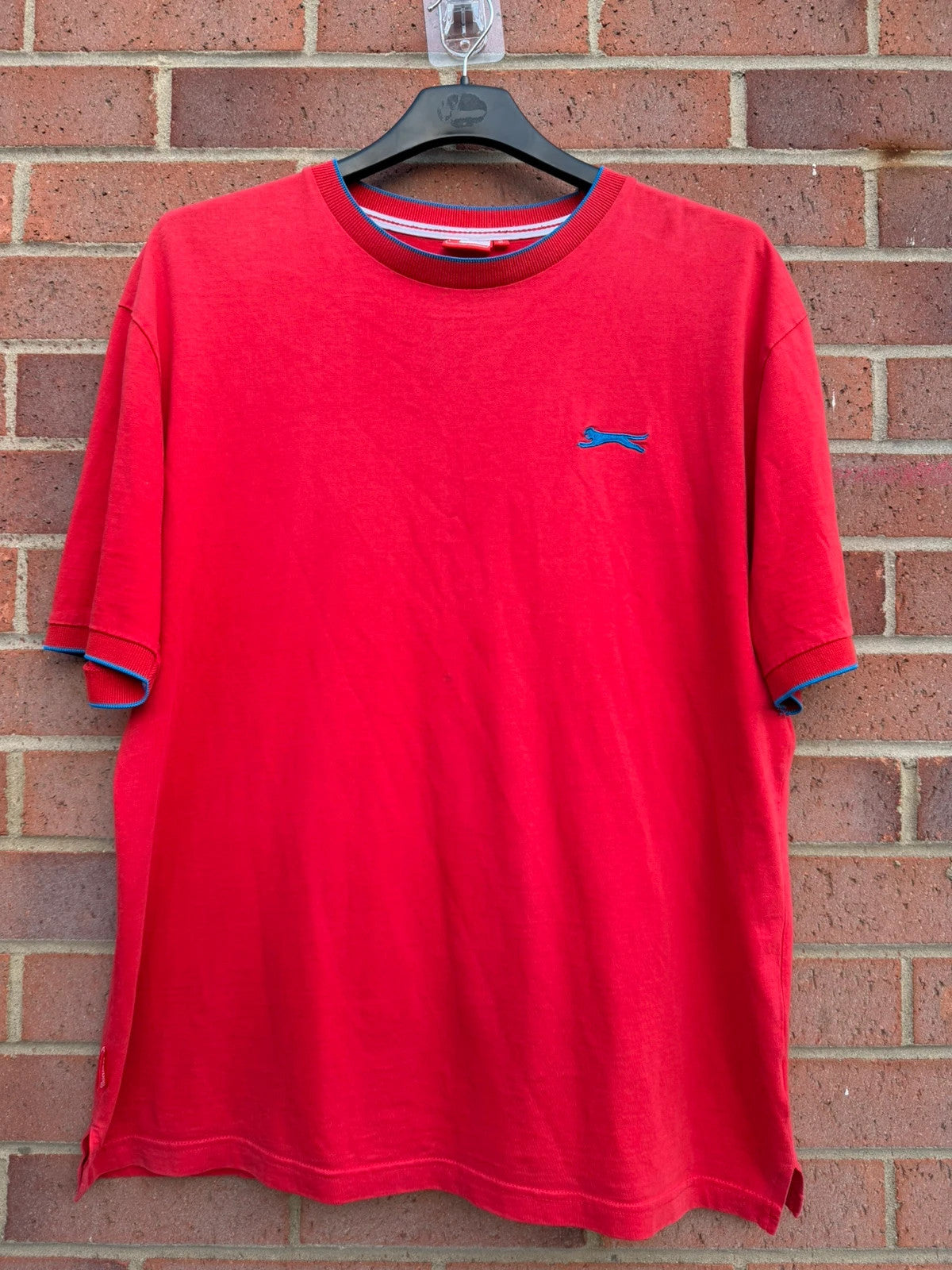 Slazenger red graphic t-shirt with logo print, crew neck, size XL.