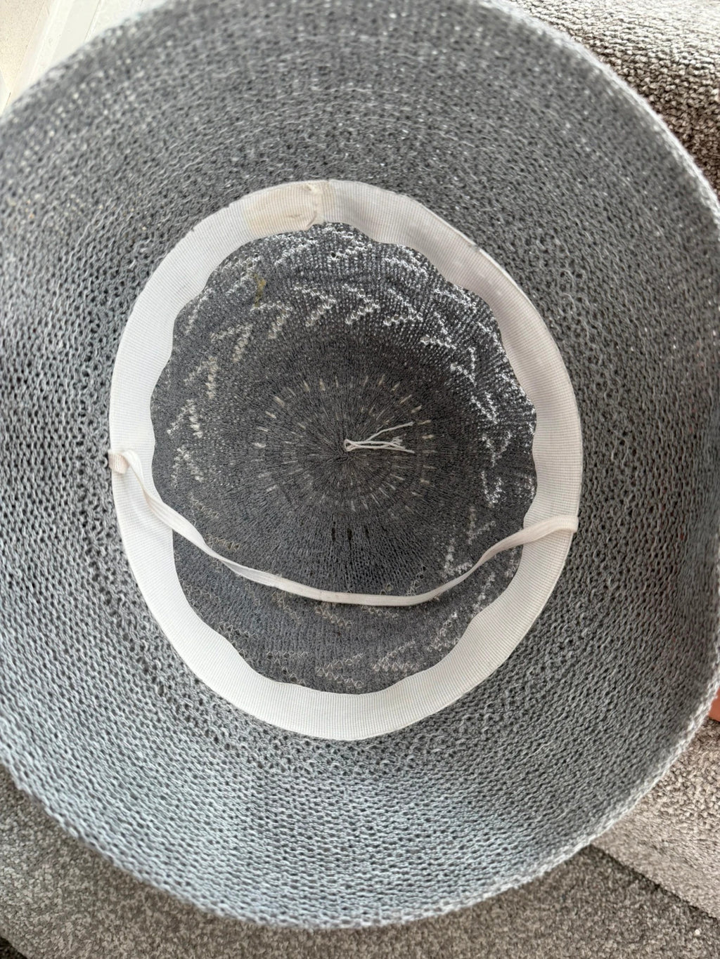 One Size grey floral wide brim hat boho pattern summer material