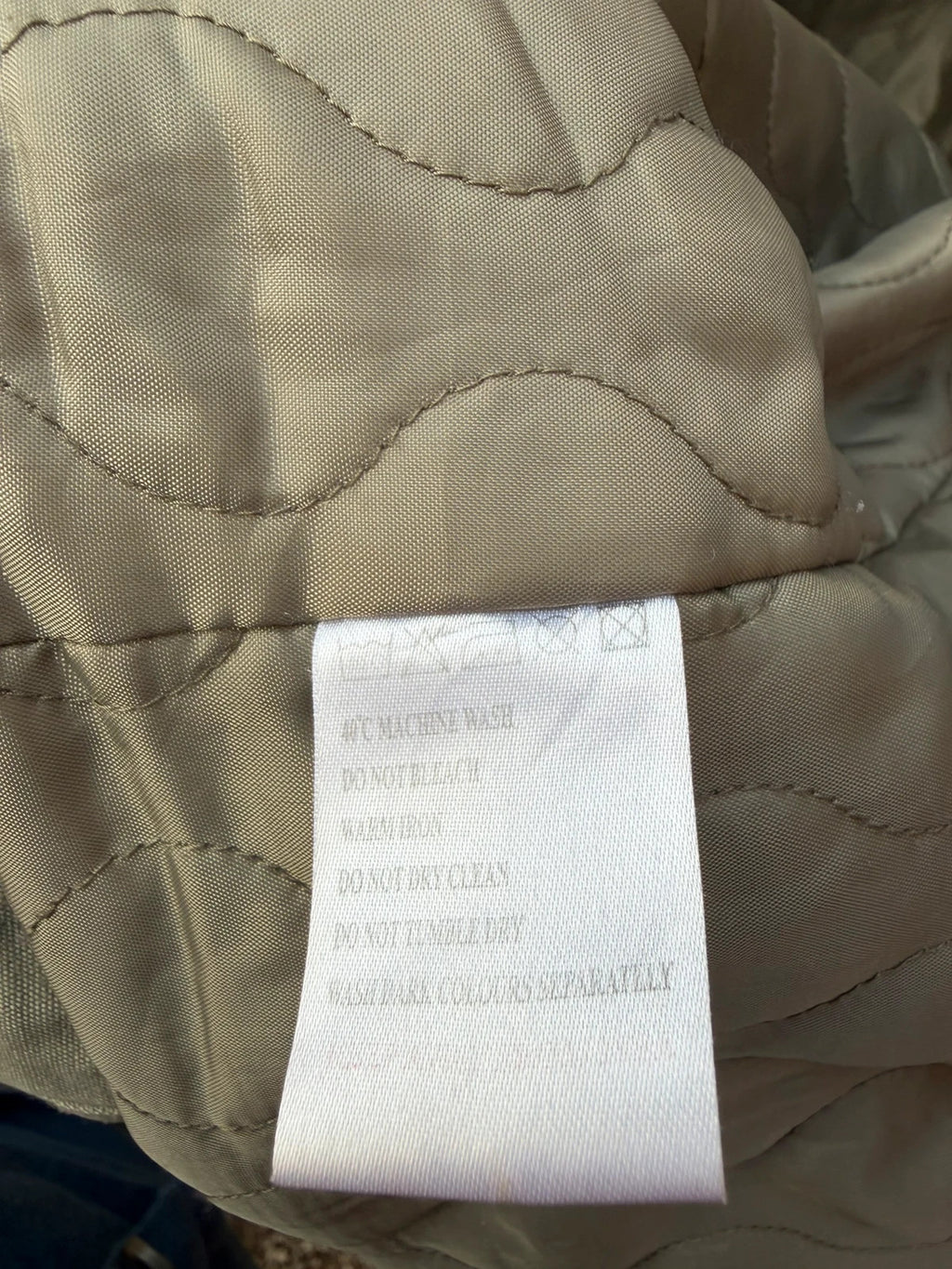 Republic khaki utility jacket with military zip, lightweight fabric, pre-loved condition.