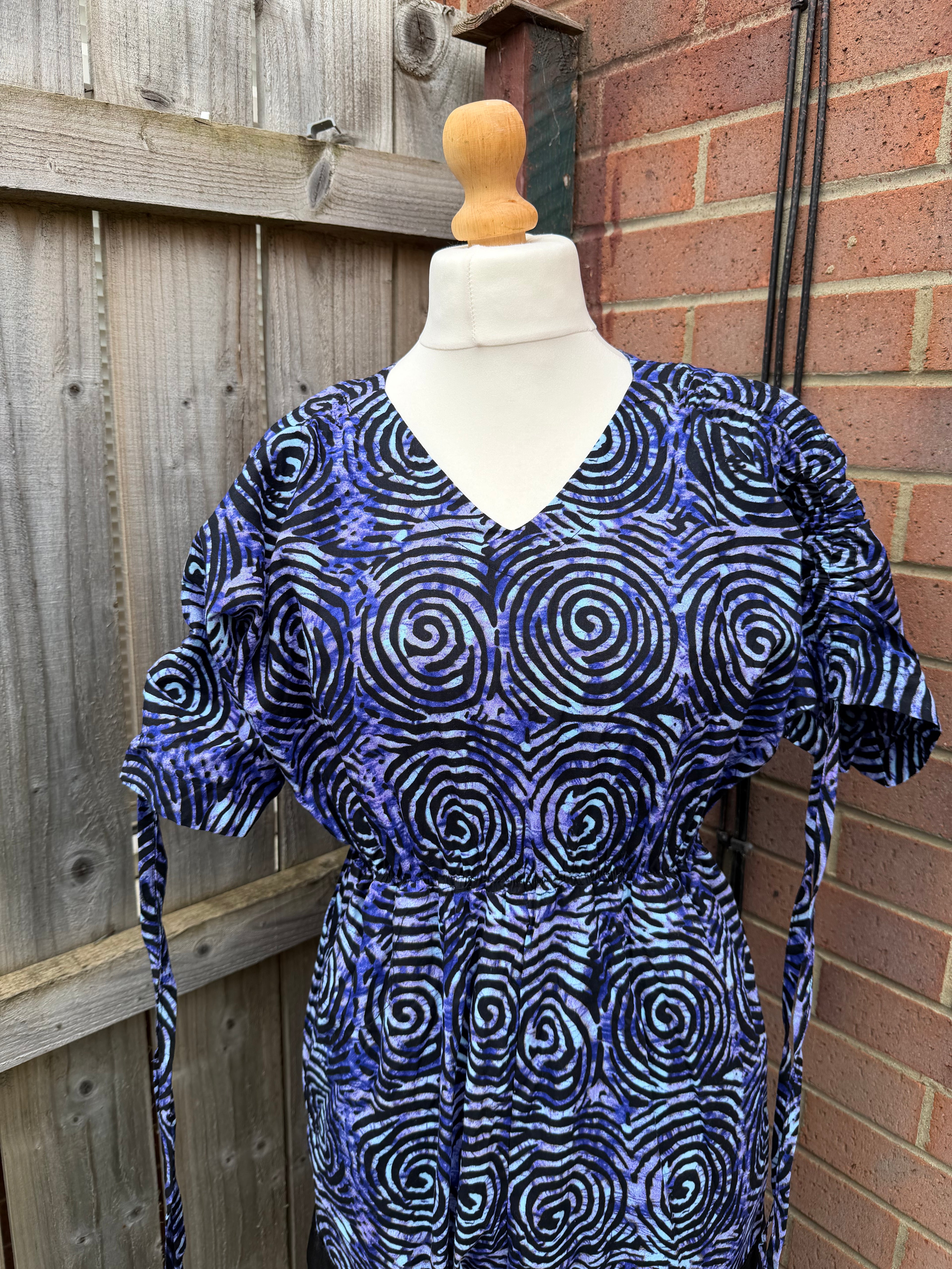Purple African Print Maxi Dress Ankara Boho Festival Pocket Dress